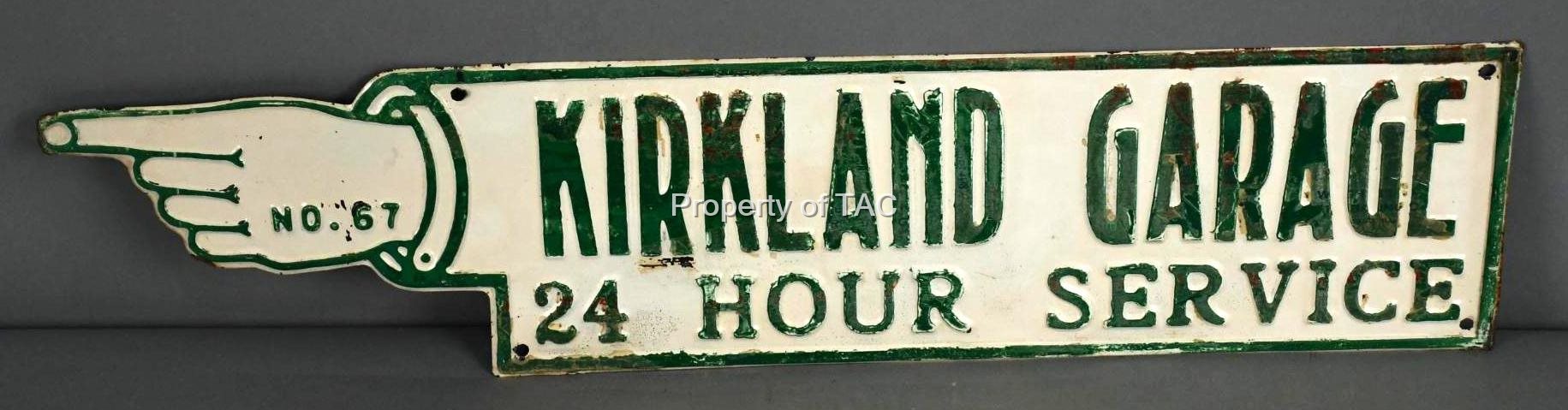 Kirkland Garage "24 Hour Service" Metal Hand Sign