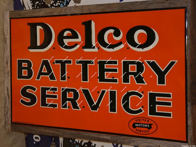 Delco Battery Service w/logo metal sign