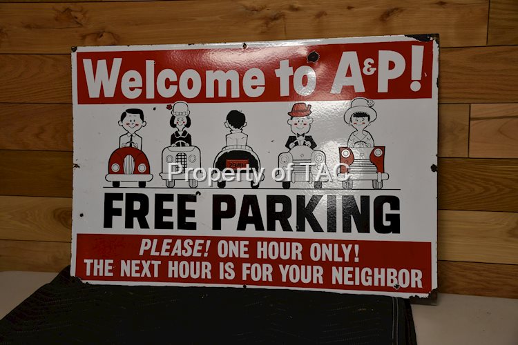 Welcome to AP "Free Parking" Porcelain Sign