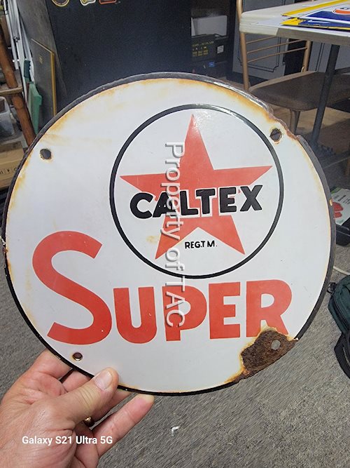 Caltex Super w/Star Logo Porcelain Pump Sign