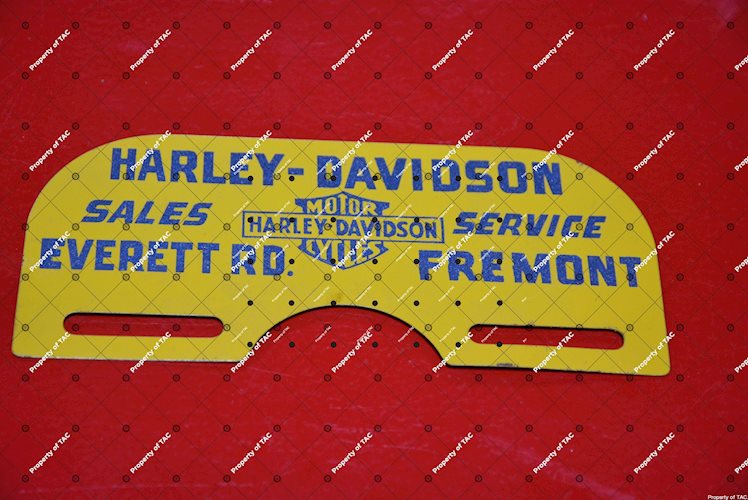 Harley Davidson Sales & Service motorcycle license plate attachment
