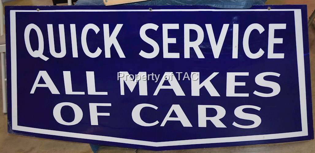 (Ford) Quick Service All Makes Of Cars Porcelain Sign (TAC)