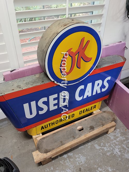 OK Used Cars Authorized Dealer Double Sided Porcelain Sign
