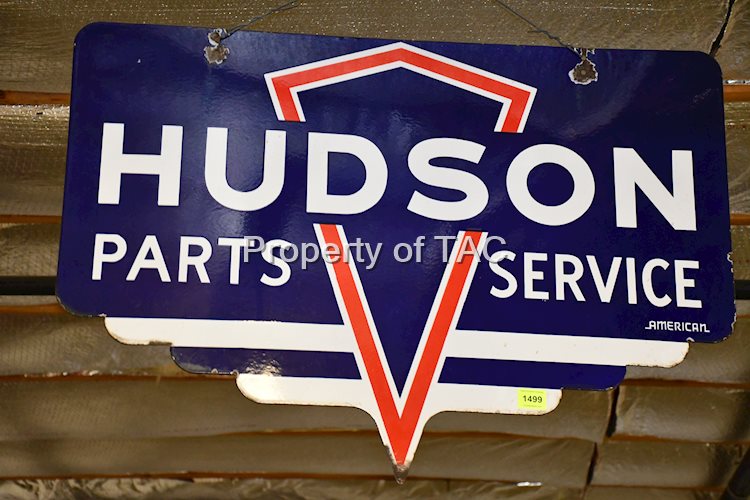 HUDSON PARTS SERVICE DOUBLE-SIDED PORCELAIN DIECUT SIGN