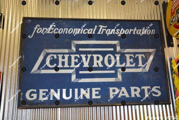 Chevrolet in bowtie Genuine Parts sign