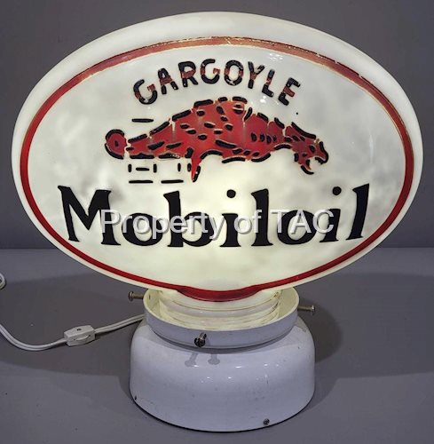 Mobiloil Gargoyle OPC Milk Glass Oil Cabinet Globe
