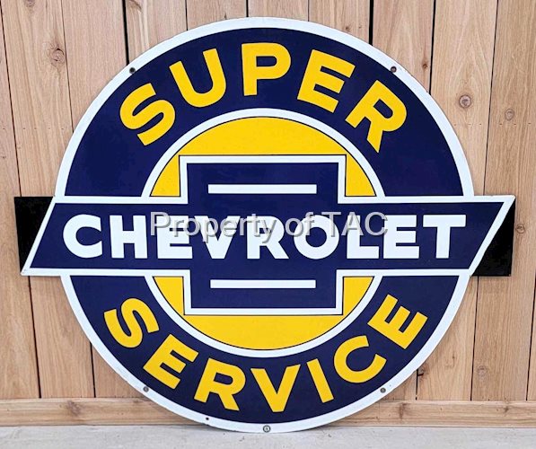 Super Chevrolet Service w/Black Tips Porcelain Sign (You will never have to up grade)