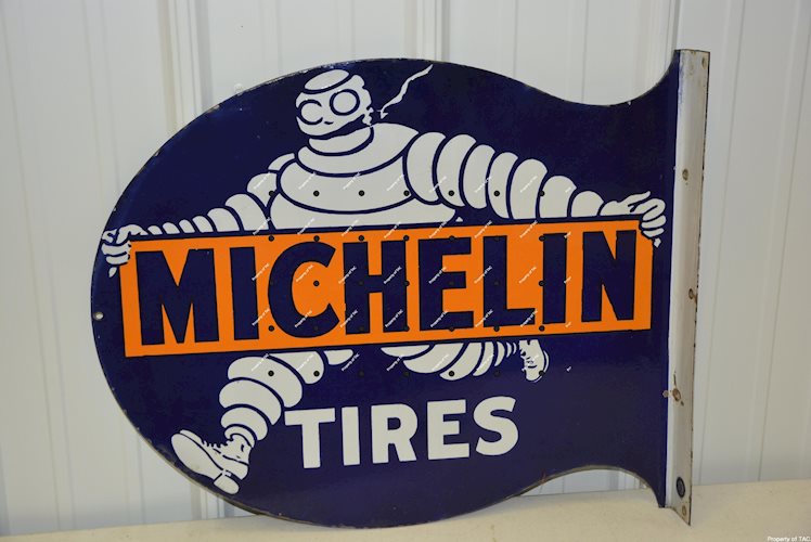 Michelin Tires w/Bibendum smoking porcelain flange sign