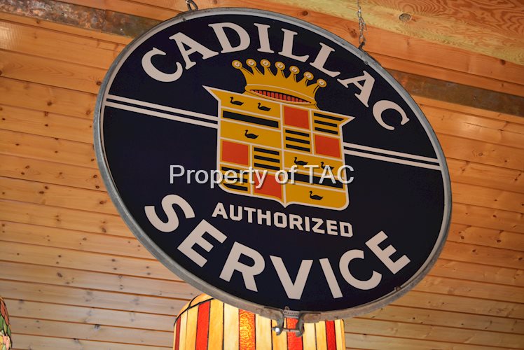 Cadillac Service w/Crest Logo Porcelain Dealership Sign