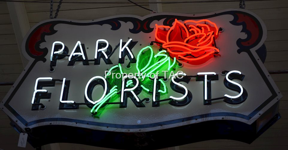 Park Florists w/Rose Porcelain Neon Sign