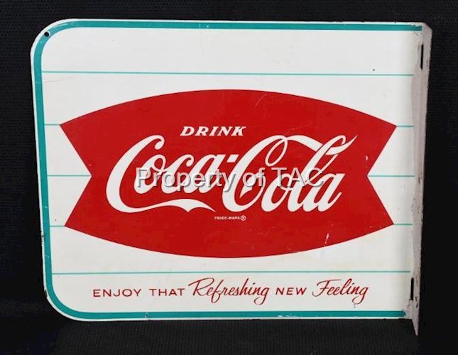 Drink Coca-Cola w/Fish Tail Logo Metal Sign