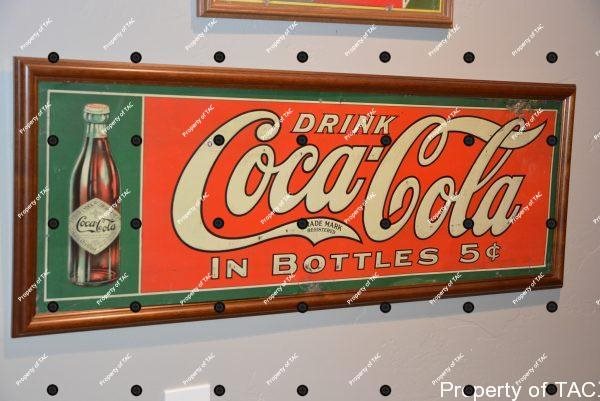 Drink Coca-Cola in bottles 5 cent w/early bottles sign