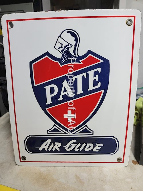Rare Pate Air Glide w/Logo Porcelain Pump Sign