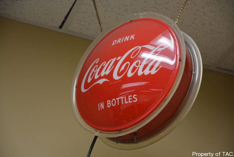Drink Coca-Cola in bottles lighted plastic sign