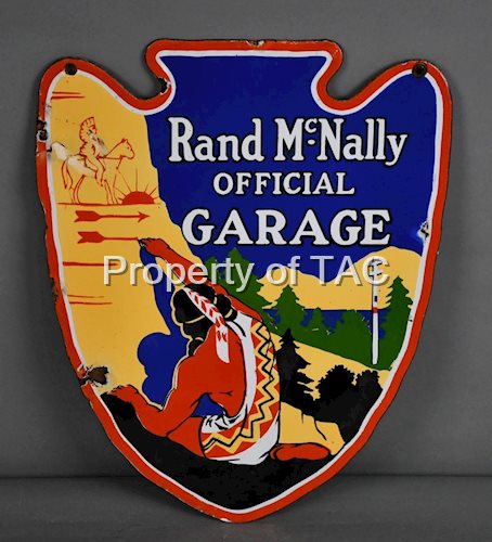 Rare Rand McNally Official Garage Porcelain Sign
