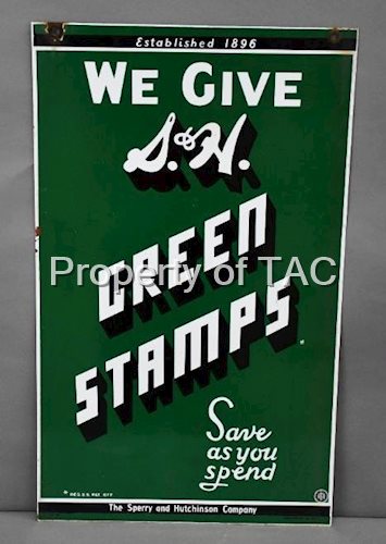 We Give S&H Green Stamps Porcelain Sign