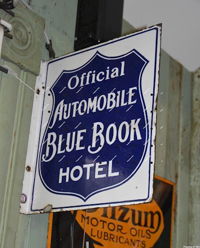 Official Automobile Blue Book Hotel Porcelain Flange sign