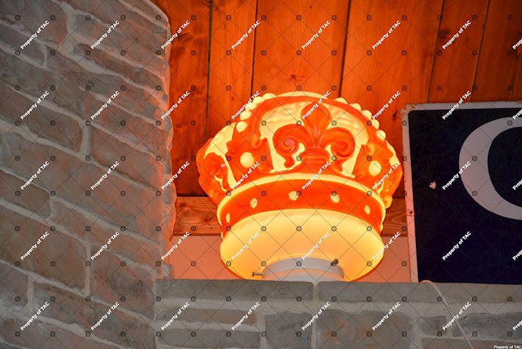 Red Crown OPC milk glass globe