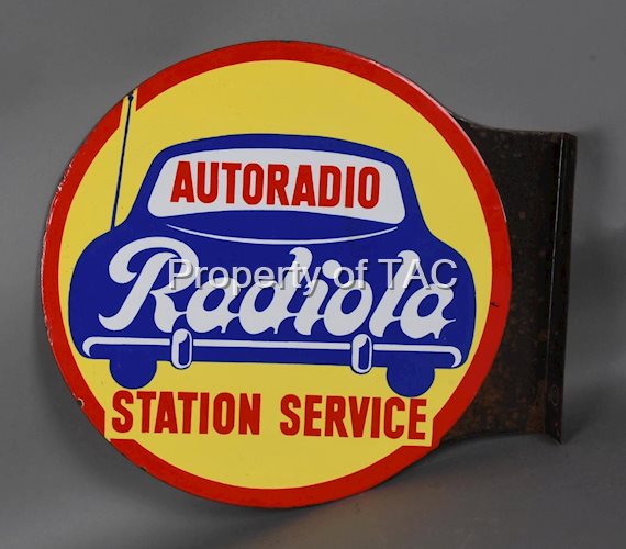 Autoradio Radiola Station Service w/Logo Porcelain Flange Sign (TAC)