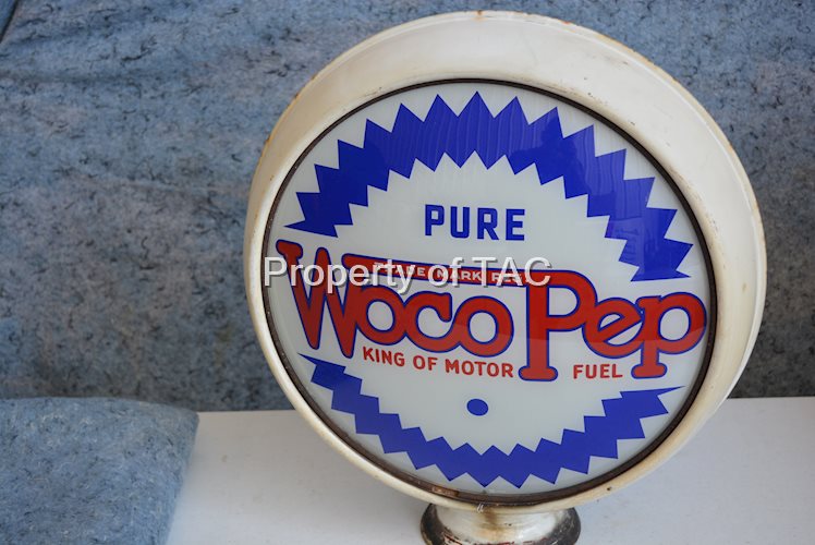 Pure Woco Pep "King of Motor Fuel" 15" Single Globe Lens