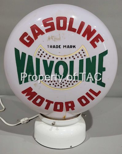 Valvoline Gasoline Motor Oil OPE Milk Glass Globe