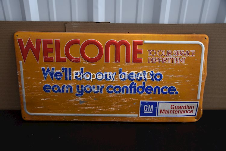 GM General Motors "Welcome" Metal Sign