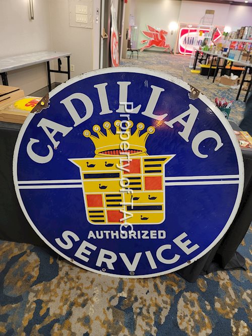 Cadillac Authorized Service w/Crest Logo Porcealin Sign