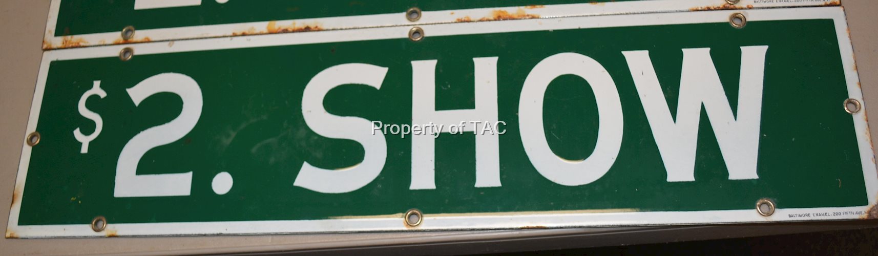 $2 Show Horse Track Betting Porcelain Window Sign