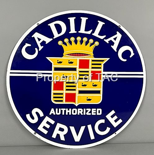 Cadillac w/Crest Authorized Service Porcelain Sign