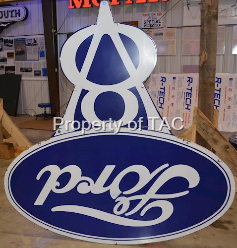Large Ford V-8 Porcelain Sign (TAC)