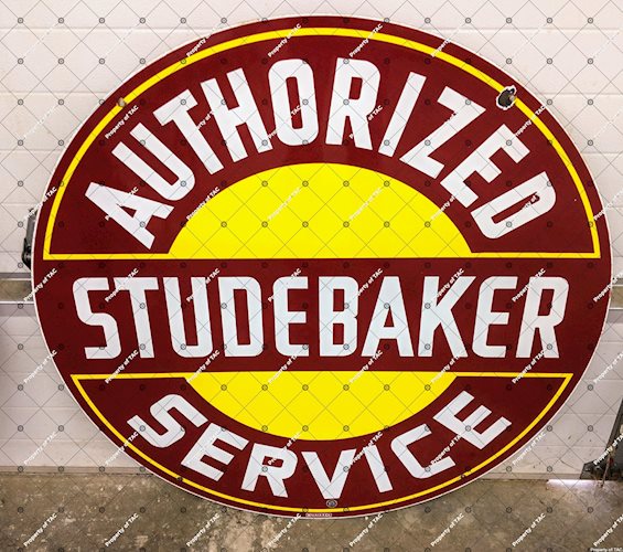 Authorized Studebaker Service DSP Double Sided Porcelain Sign