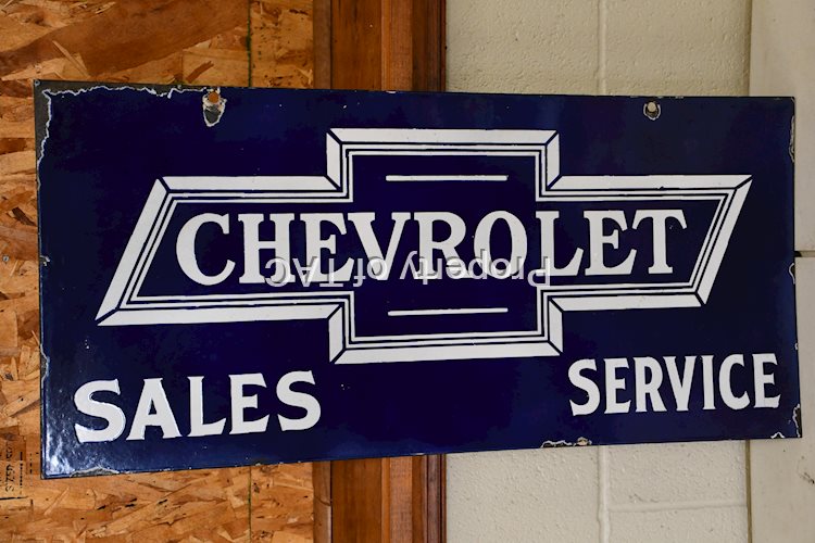 Rare Chevrolet (in bowtie) Sales Service Porcelain Sign