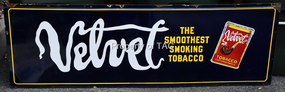 Rare Size Velvet Tobacco "The Smooth Smoking Tobacco" w/Can Porcelain Sign