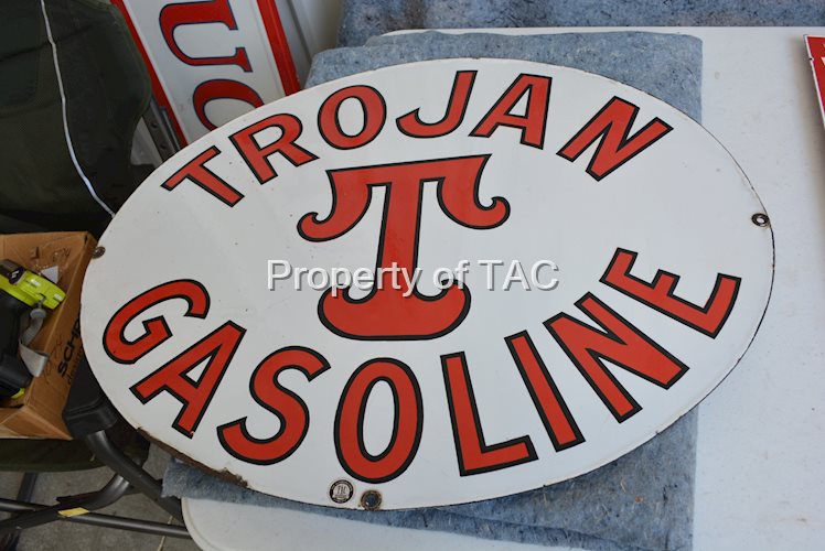 Trojan Gasoline "T" Porcelain Sign
