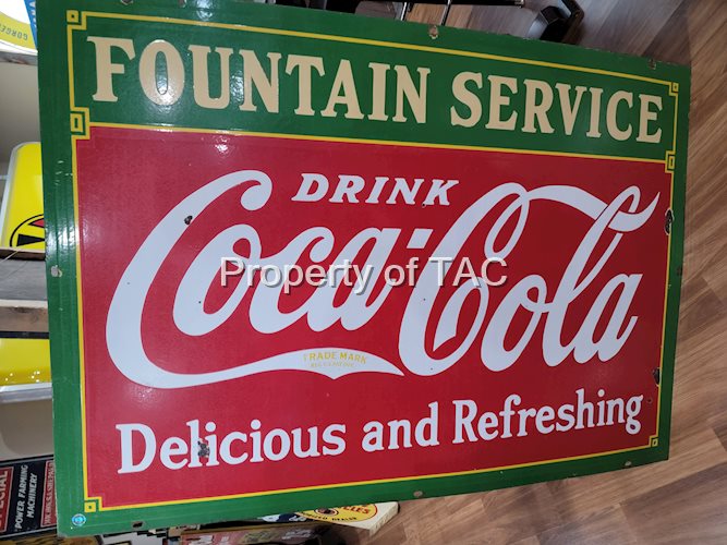 Drink Coca-Cola Fountain Service Porcelain Sign