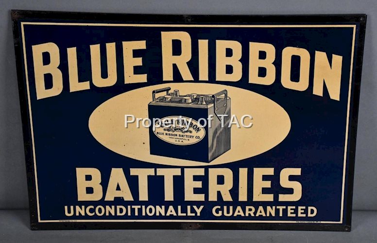Blue Ribbon Batteries w/Six Volt Battery Image Cardboard Sign