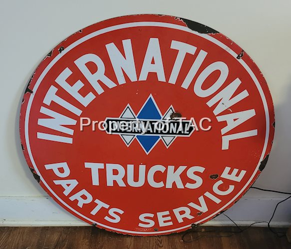 International Trucks Parts Service Double Sided Porcelain Sign