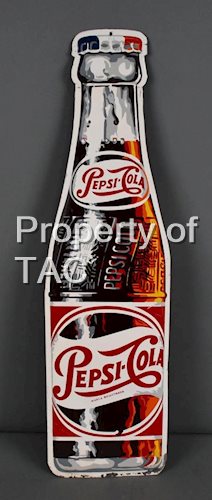 Di-Cut Pepsi-Cola (Spanish) Bottle-Shaped Metal Sign