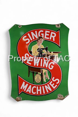 Singer Sewing Machine w/Image Porcelain Sign