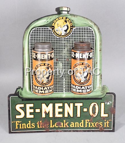 Se-Ment-Ol "Finds the Leak & Fixes it" Counter-Top Metal Point of Sale Display