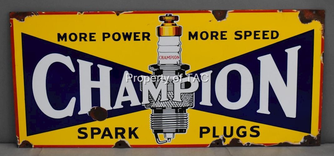 Champion Spark Plugs More Power More Speed Porcelain Sign