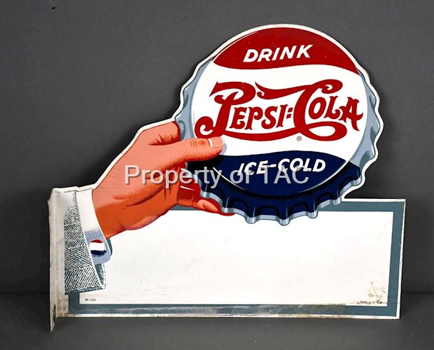 Drink Pepsi:Cola w/Bottle Cap Logo Metal Flange Sign
