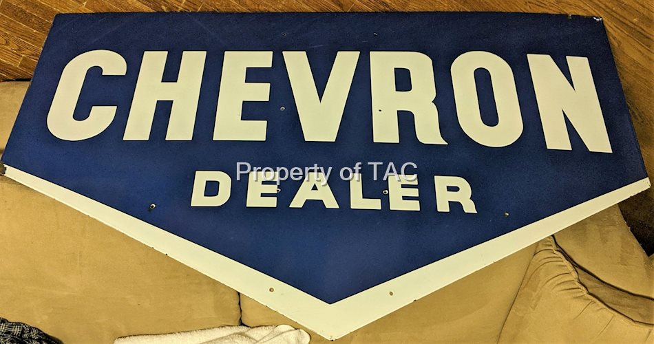Chevron Dealer Single Sided Porcelain Dealer Install Transitional Sign