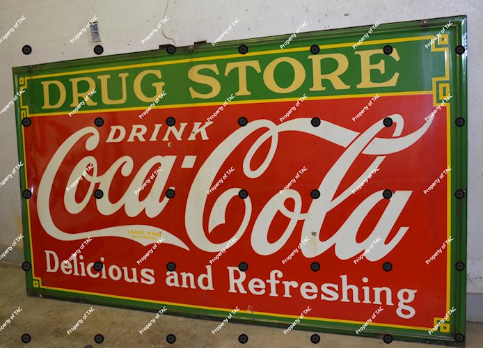 Drink Coca-Cola Drug Store" Porcelain Sign"