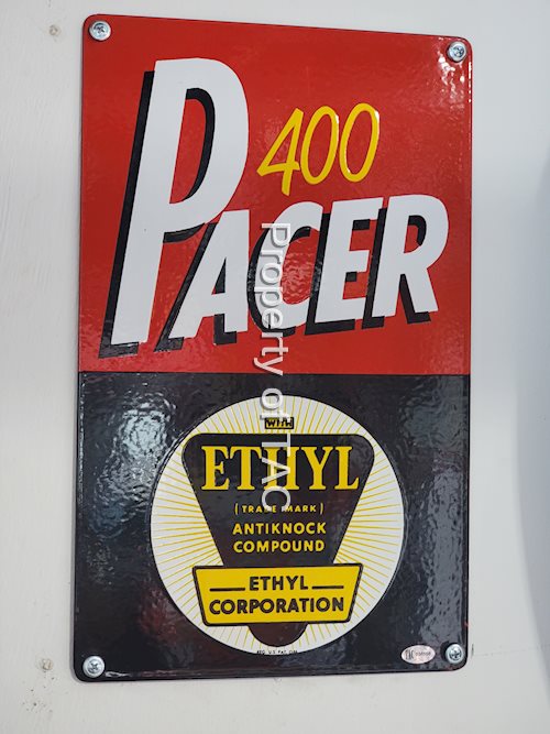 Pacer 400 w/Ethyl Logo Porcelain Pump Sign