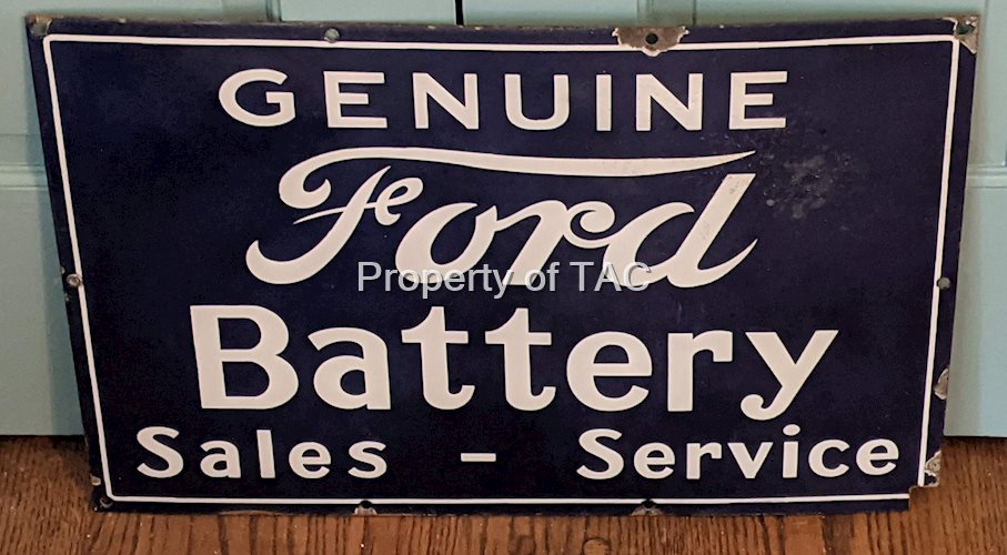 Genuine Ford Battery Sales & Service Single Sided Porcelain Sign