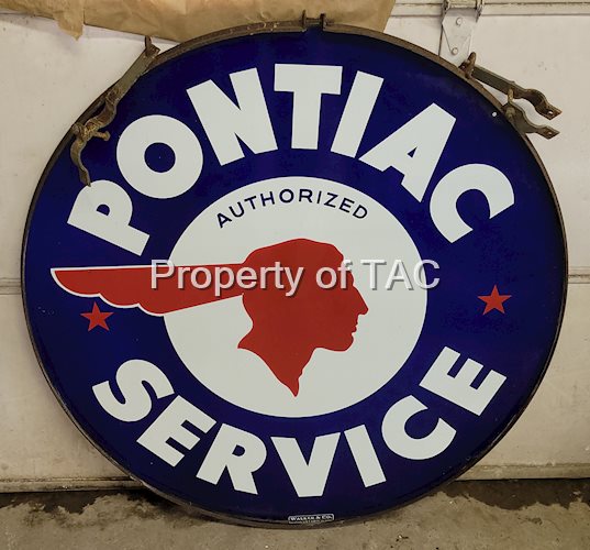 Pontiac Authorized Service DSP Porcelain Sign (Full Feather)