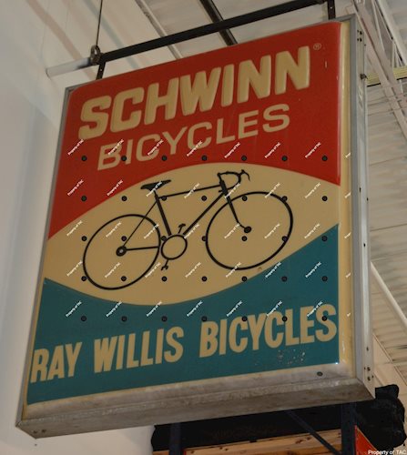 Schwinn Bicycles Ray Willis Bicycles" plastic lighted sign"