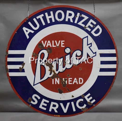 Buick Valve in Head Authorized Service (small logo) Porcelain Sign