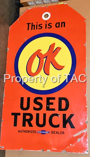 Chevrolet OK Use Trucks Large Porcelain Sign